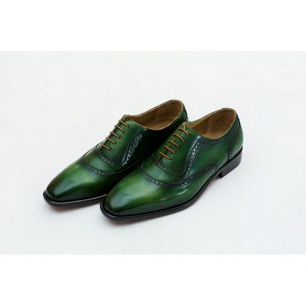 GREEN HAND-BUFFED OXFORD SHOES 